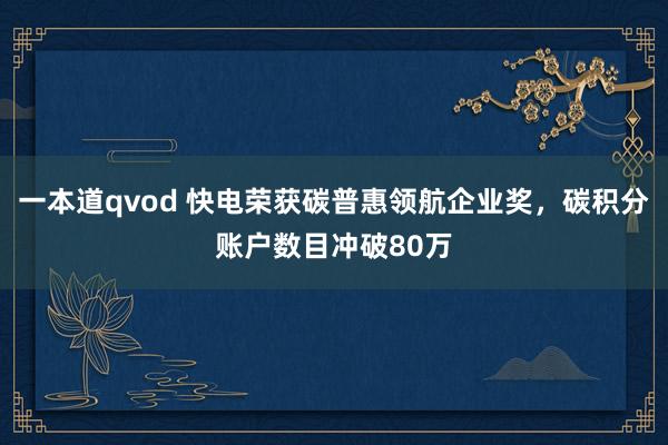 一本道qvod 快电荣获碳普惠领航企业奖，碳积分账户数目冲破80万
