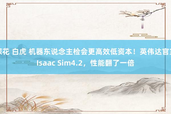 探花 白虎 机器东说念主检会更高效低资本！英伟达官宣Isaac Sim4.2，性能翻了一倍