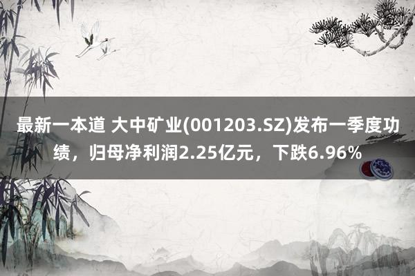 最新一本道 大中矿业(001203.SZ)发布一季度功绩，归母净利润2.25亿元，下跌6.96%